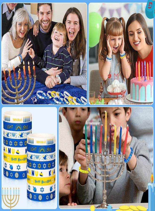 JUNEBRUSHS 24Pcs Hanukkah Silicone Rubber Wristbands Bracelets for Hanukkah Decorations Party Favors Jewish Holiday Kids Goodie Bag Fillers Supplies(8 Designs) - Image 4